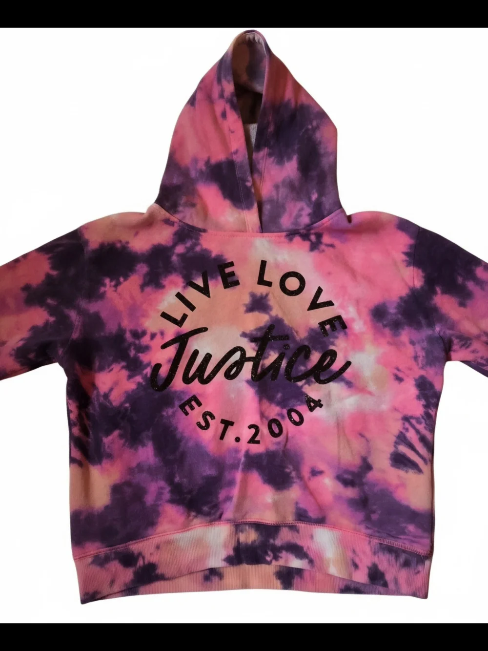 Justice Girls Pink & Purple Tie-Dye Hoodie - Live Love Justice